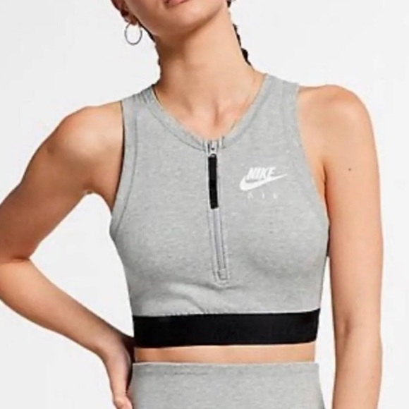 Nike Womens Air Crop Top Grey/White Size Medium - Picture 6 of 6